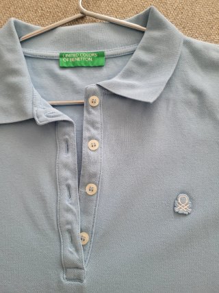 Polo Celeste Mujer Benetton Talla S.
