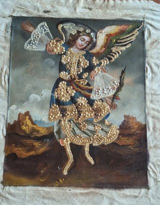 Lienzo Cuzqueño Arcángel San Miguel