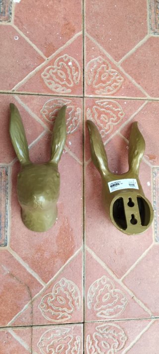 3 Conejos Decoración Cerámica Verde Oliva