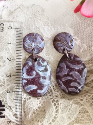 Pendientes Arcilla Polimérica Morado y Plateado