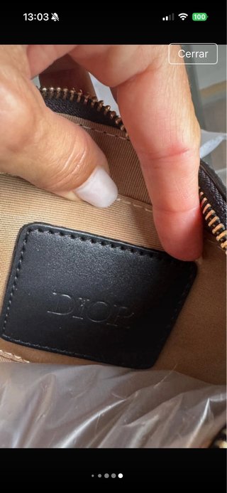 Bolso de hombro Dior beige y negro