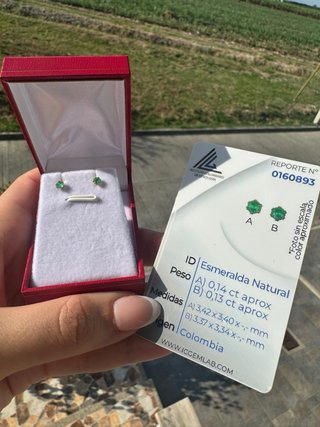 Pendientes Oro 18k Esmeralda Colombiana