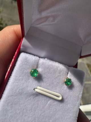 Pendientes Oro 18k Esmeralda Colombiana