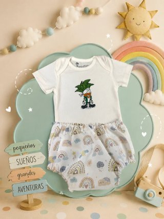 Body y cubrepañal bebé estampado arcoíris