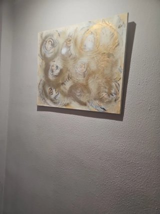 Cuadro abstracto beige y dorado