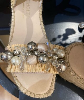 Esparteñas Beige y Plata con Abalorios