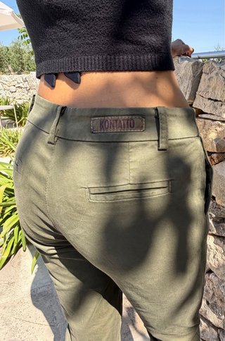 Pantaloni KONATTO Gamba Dritta Verde Taglia XS