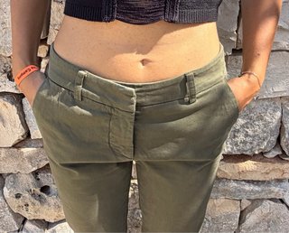Pantaloni KONATTO Gamba Dritta Verde Taglia XS