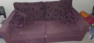 Sofá Cama Italiano Morado y Negro con Colchón