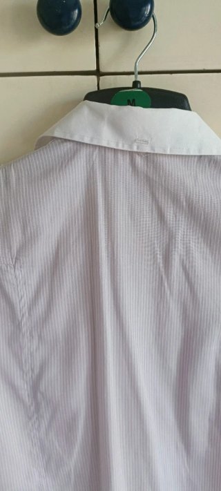 Camicia maniche corte righe lilla e bianche