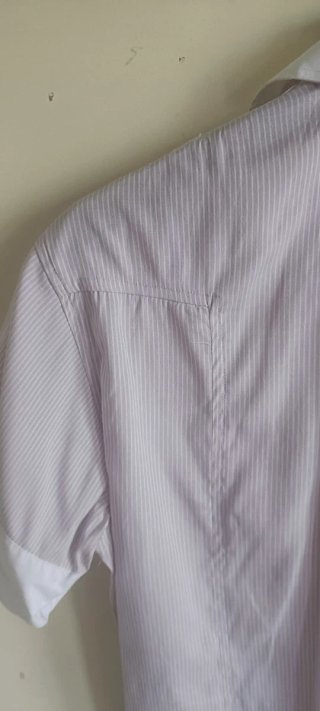 Camicia maniche corte righe lilla e bianche