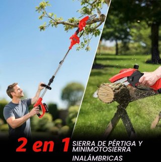 Motosierra Recargable Telescópica (2 Baterías)