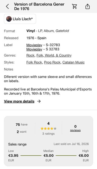 Vinilo Lluis Llach - Barcelona Gener 1976