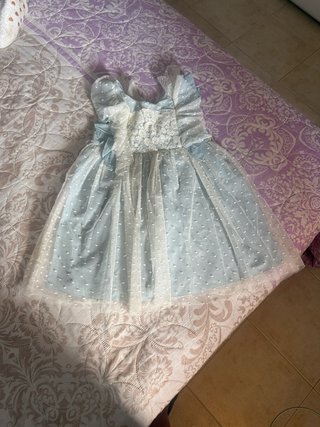 Vestido de ceremonia azul y blanco