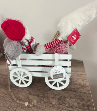 Muñecas Navidad en Carro Blanco