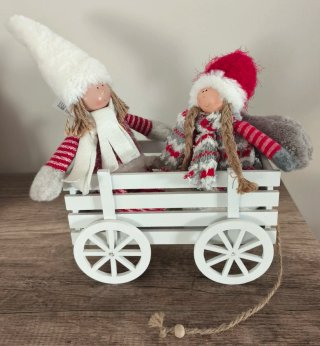 Muñecas Navidad en Carro Blanco