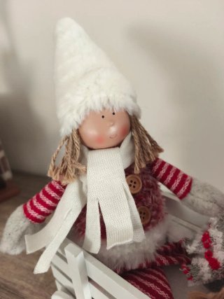 Muñecas Navidad en Carro Blanco