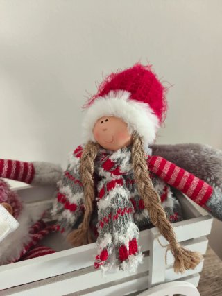 Muñecas Navidad en Carro Blanco