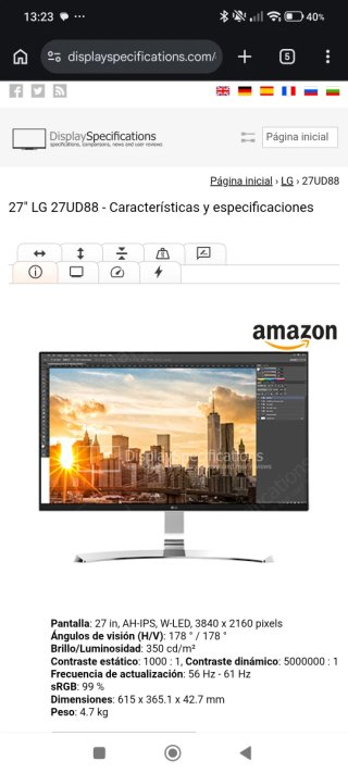 Monitor LG 27UD88 4K IPS 27 pulgadas