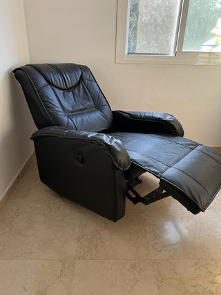 Sillón Relax Piel Negra Reclinable