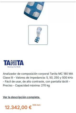 Analizador Corporal profesional Tanita MC180MA