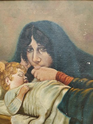 Cuadro Óleo Virgen Niño Firmado Martínez-Jordá