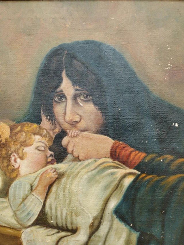 Cuadro Óleo Virgen Niño Firmado Martínez-Jordá
