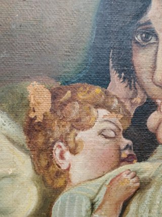 Cuadro Óleo Virgen Niño Firmado Martínez-Jordá
