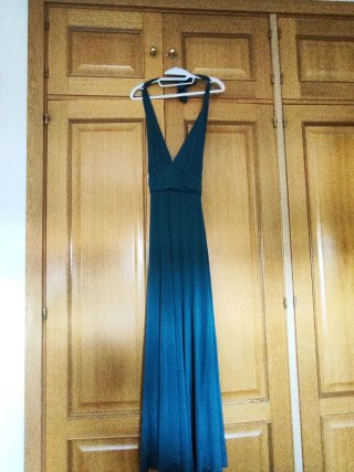 Vestido largo fiesta/gala verde azulado