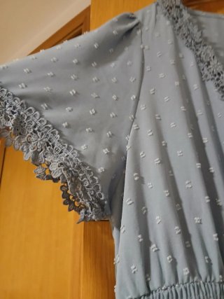 Vestido largo azul tela plumeti
