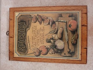 Quadretto rustico legno ricetta spiedini