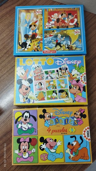 3 Puzzles Disney Educa Lotto Waddingtons