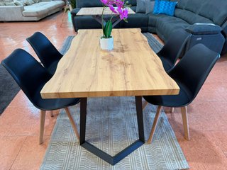 Mesa Comedor Natural + 4 Sillas Nórdicas