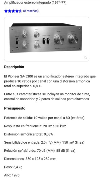 Amplificador Pioneer SA-5300 Plata