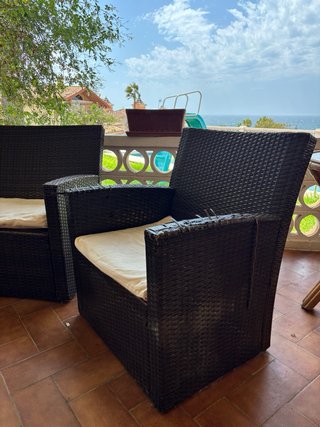Conjunto Muebles Jardín Ratán Negro y Beige URGE