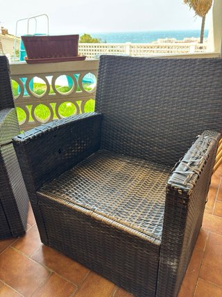 Conjunto Muebles Jardín Ratán Negro y Beige URGE