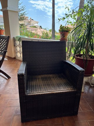 Conjunto Muebles Jardín Ratán Negro y Beige URGE