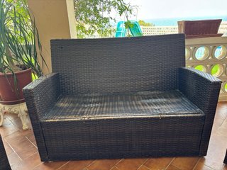Conjunto Muebles Jardín Ratán Negro y Beige URGE