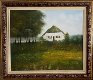 Cuadro óleo sobre lienzo casa rural