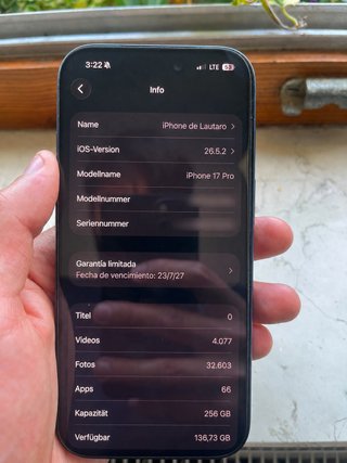 iPhone 17 Pro 256 GB Azul - Batería 100%