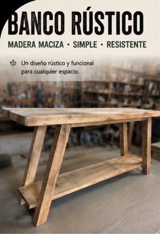 Banco Rústico Madera Maciza