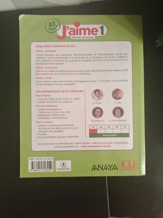 Libro de francés J'aime A1 ,Anaya.