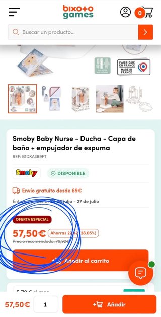 Smoby Baby Nurse Ducha con Accesorios