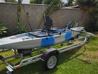 Kayak pro de pesca con carro para transportar