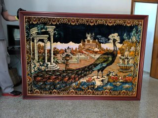 Cuadro Tapiz Antiguo Pavo Real 180cm × 120cm
