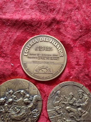 Lote 3 Medallas Bronce Lotería del Humor 2004