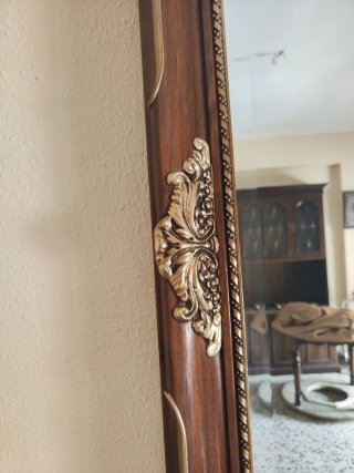 Espejo de pared grande madera y dorado