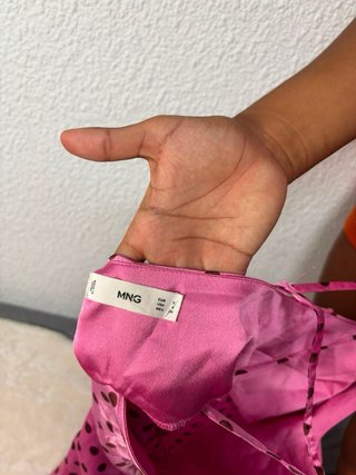 Vestido Mango MNG rosa lunares largo