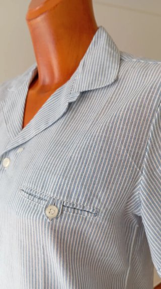 Camisa Vintage Rayas Azul y Blanco. Unisex.