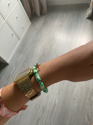 Pulsera casera verde con estrella de mar niñ@s.